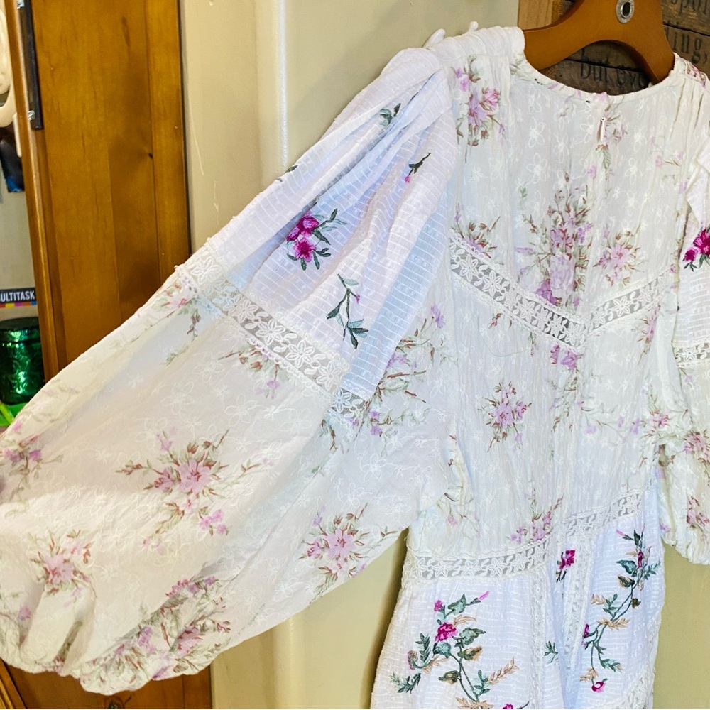 ASOS Edition Floral Embroidered Puff Sleeve Mini Dress - Picture 10 of 16
